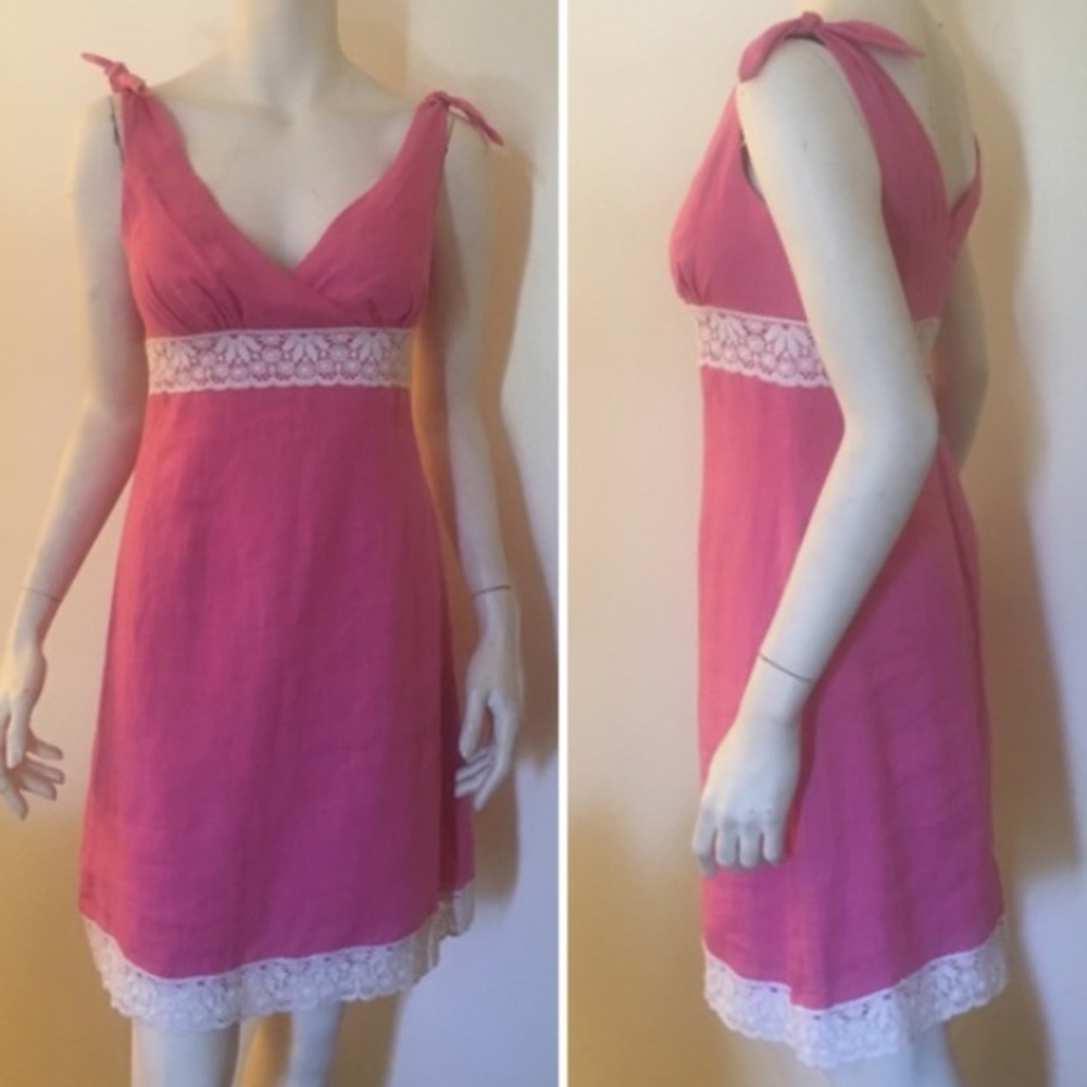 Lilly Pulitzer Pink Linen Tie Shoulder Dress